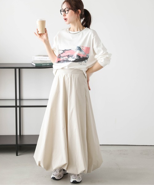 AMELY（エミリー）の「マーブルプリントロングTシャツ（Tシャツ/カットソー・レディース・ブラック/ホワイト・フリー）」の11枚目の写真