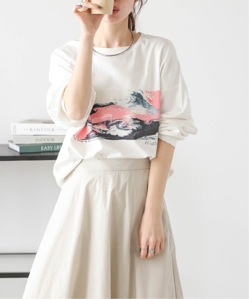 AMELY（エミリー）の「マーブルプリントロングTシャツ（Tシャツ/カットソー・レディース・ブラック/ホワイト・フリー）」の16枚目の写真