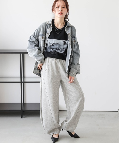 AMELY（エミリー）の「マーブルプリントロングTシャツ（Tシャツ/カットソー・レディース・ブラック/ホワイト・フリー）」の18枚目の写真