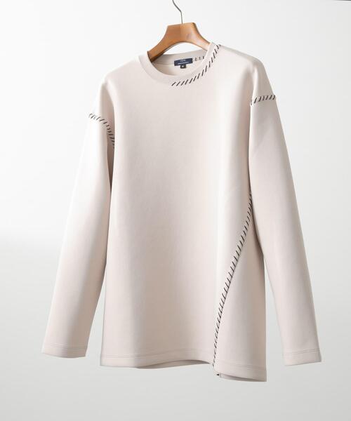 ITEMS URBANRESEARCH（アイテムズ アーバンリサーチ）の「ブランケットステッチロングスリーブカットソー（Tシャツ/カットソー・メンズ・ブラック/ホワイト/ネイビー/ベージュ・MEDIUM/LARGE）」の3枚目の写真