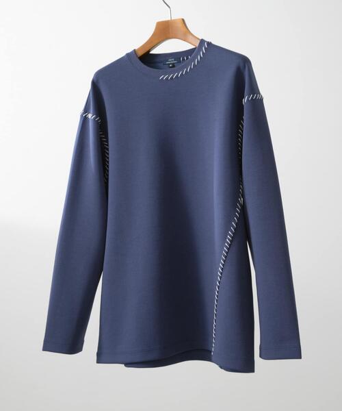 ITEMS URBANRESEARCH（アイテムズ アーバンリサーチ）の「ブランケットステッチロングスリーブカットソー（Tシャツ/カットソー・メンズ・ブラック/ホワイト/ネイビー/ベージュ・MEDIUM/LARGE）」の4枚目の写真