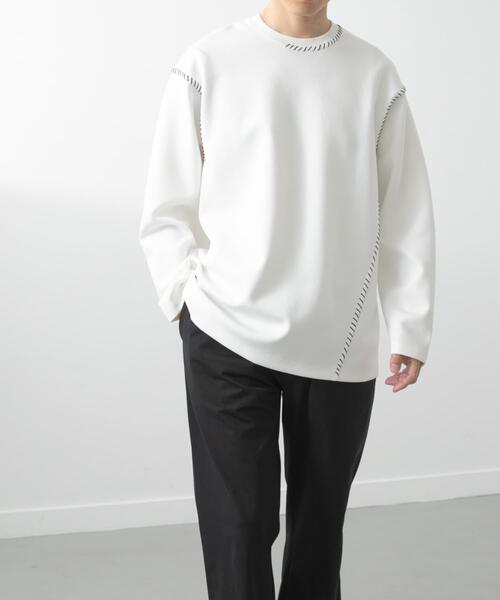 ITEMS URBANRESEARCH（アイテムズ アーバンリサーチ）の「ブランケットステッチロングスリーブカットソー（Tシャツ/カットソー・メンズ・ブラック/ホワイト/ネイビー/ベージュ・MEDIUM/LARGE）」の14枚目の写真