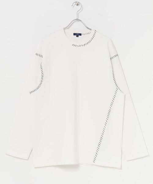 ITEMS URBANRESEARCH（アイテムズ アーバンリサーチ）の「ブランケットステッチロングスリーブカットソー（Tシャツ/カットソー・メンズ・ブラック/ホワイト/ネイビー/ベージュ・MEDIUM/LARGE）」の16枚目の写真