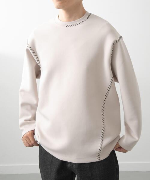 ITEMS URBANRESEARCH（アイテムズ アーバンリサーチ）の「ブランケットステッチロングスリーブカットソー（Tシャツ/カットソー・メンズ・ブラック/ホワイト/ネイビー/ベージュ・MEDIUM/LARGE）」の19枚目の写真