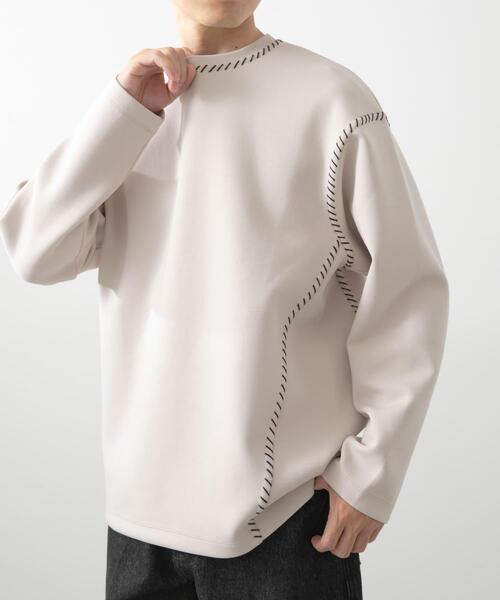 ITEMS URBANRESEARCH（アイテムズ アーバンリサーチ）の「ブランケットステッチロングスリーブカットソー（Tシャツ/カットソー・メンズ・ブラック/ホワイト/ネイビー/ベージュ・MEDIUM/LARGE）」の21枚目の写真
