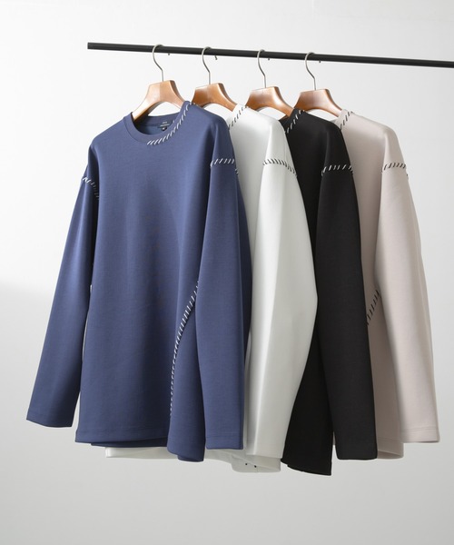 ITEMS URBANRESEARCH（アイテムズ アーバンリサーチ）の「ブランケットステッチロングスリーブカットソー（Tシャツ/カットソー・メンズ・ブラック/ホワイト/ネイビー/ベージュ・MEDIUM/LARGE）」の16枚目の写真