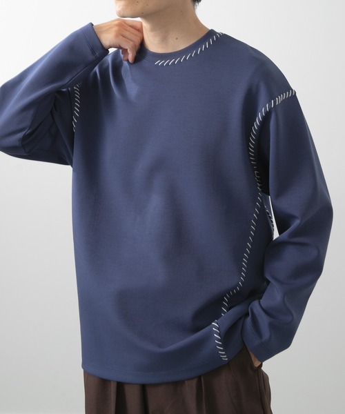 ITEMS URBANRESEARCH（アイテムズ アーバンリサーチ）の「ブランケットステッチロングスリーブカットソー（Tシャツ/カットソー・メンズ・ブラック/ホワイト/ネイビー/ベージュ・MEDIUM/LARGE）」の17枚目の写真