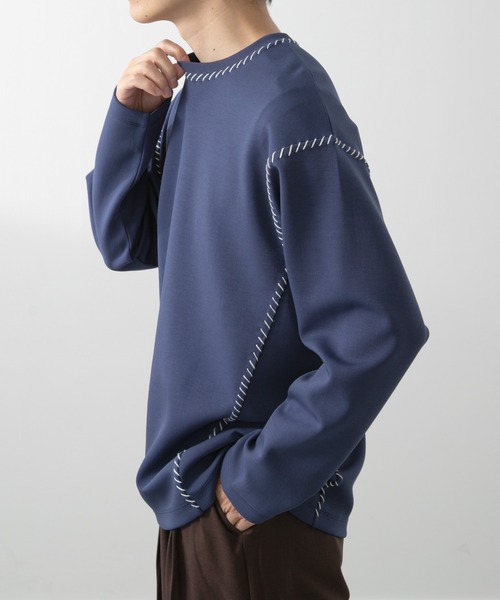 ITEMS URBANRESEARCH（アイテムズ アーバンリサーチ）の「ブランケットステッチロングスリーブカットソー（Tシャツ/カットソー・メンズ・ブラック/ホワイト/ネイビー/ベージュ・MEDIUM/LARGE）」の18枚目の写真