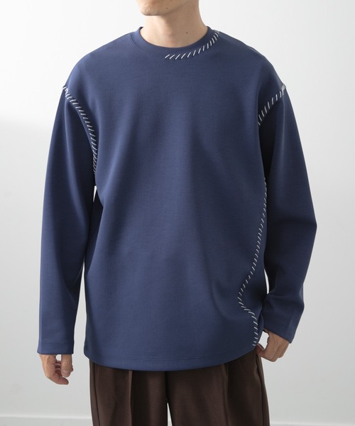 ITEMS URBANRESEARCH（アイテムズ アーバンリサーチ）の「ブランケットステッチロングスリーブカットソー（Tシャツ/カットソー・メンズ・ブラック/ホワイト/ネイビー/ベージュ・MEDIUM/LARGE）」の20枚目の写真