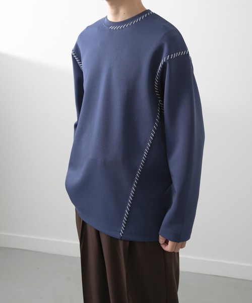 ITEMS URBANRESEARCH（アイテムズ アーバンリサーチ）の「ブランケットステッチロングスリーブカットソー（Tシャツ/カットソー・メンズ・ブラック/ホワイト/ネイビー/ベージュ・MEDIUM/LARGE）」の21枚目の写真