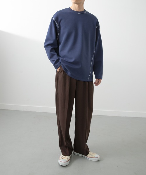 ITEMS URBANRESEARCH（アイテムズ アーバンリサーチ）の「ブランケットステッチロングスリーブカットソー（Tシャツ/カットソー・メンズ・ブラック/ホワイト/ネイビー/ベージュ・MEDIUM/LARGE）」の22枚目の写真