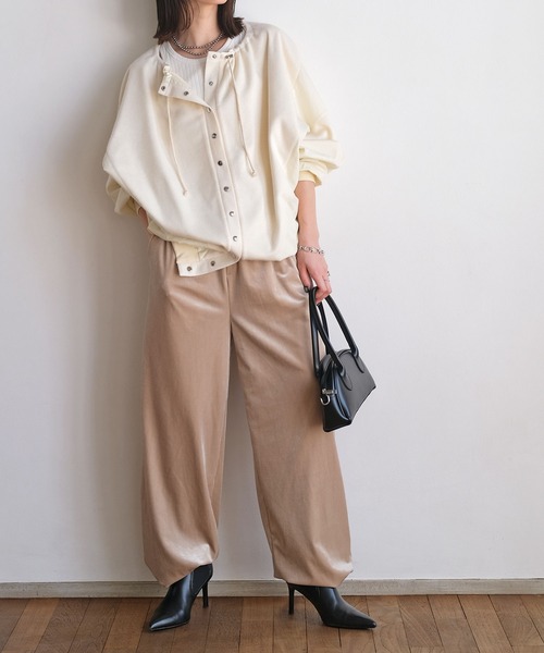 AKTE(アクテ)の「ベロアストレートパンツ(その他パンツ・レディース・ベージュ/バーガンディー/レオパード・FREE/TALL)」の11枚目の写真