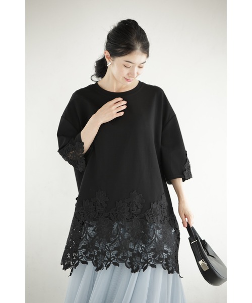 cawaii(カワイイ)の「腰回りぐるりと囲むたっぷりレースチュニック(Tシャツ/カットソー・レディース・ブラック/ホワイト・FREE)」の11枚目の写真