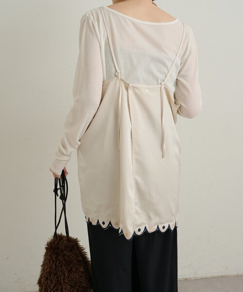 【美品】Omekash キャミチュニック セール】サテン刺繍キャミチュニック（キャミソール）｜Omekashi