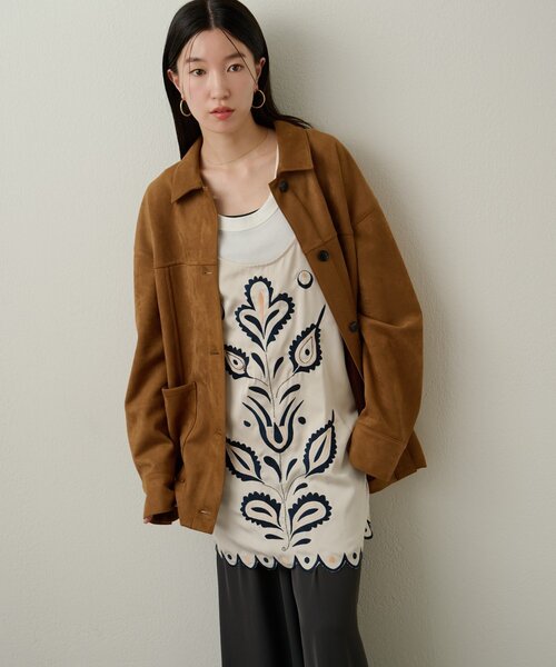 Omekashi（オメカシ）の「サテン刺繍キャミチュニック（キャミソール・レディース・チャコールグレー/オフホワイト・FREE）」の13枚目の写真