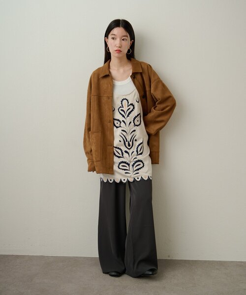 Omekashi（オメカシ）の「サテン刺繍キャミチュニック（キャミソール・レディース・チャコールグレー/オフホワイト・FREE）」の22枚目の写真