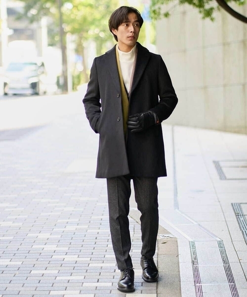 a.v.v（アーヴェヴェ）の「ウールライトビーバーチェスターコート（チェスターコート・メンズ・ダークグレー/ブラック・46/48/50）」の17枚目の写真