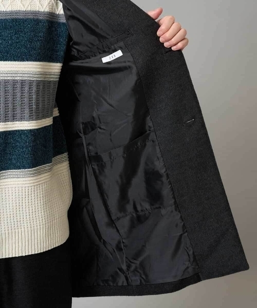 a.v.v（アーヴェヴェ）の「ウールライトビーバーチェスターコート（チェスターコート・メンズ・ダークグレー/ブラック・46/48/50）」の11枚目の写真