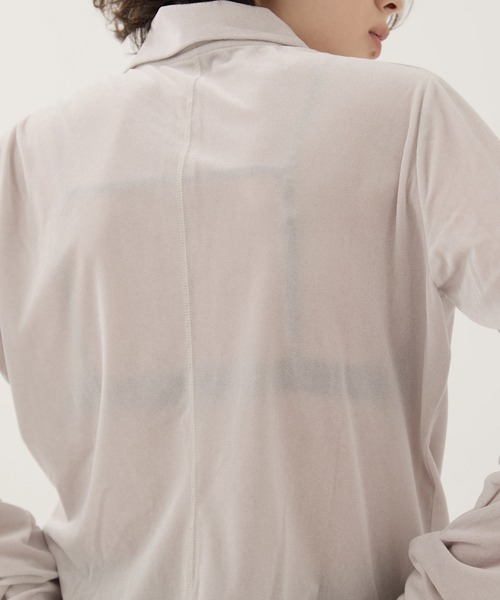 STUDIOUS（ステュディオス）の「【STUDIOUS/ステュディオス】Velours Polo Shirt/ベロアポロシャツ（ポロシャツ・レディース・ライトグレー/ブラック・FREE）」の17枚目の写真