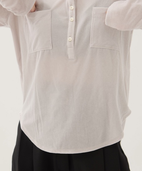 STUDIOUS（ステュディオス）の「【STUDIOUS/ステュディオス】Velours Polo Shirt/ベロアポロシャツ（ポロシャツ・レディース・ライトグレー/ブラック・FREE）」の19枚目の写真