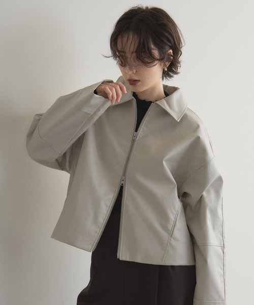 &. NOSTALGIA（アンドドットノスタルジア）の「フェイクレザー襟付きブルゾン（ブルゾン・レディース・アイボリー/ブラック・M）」の12枚目の写真