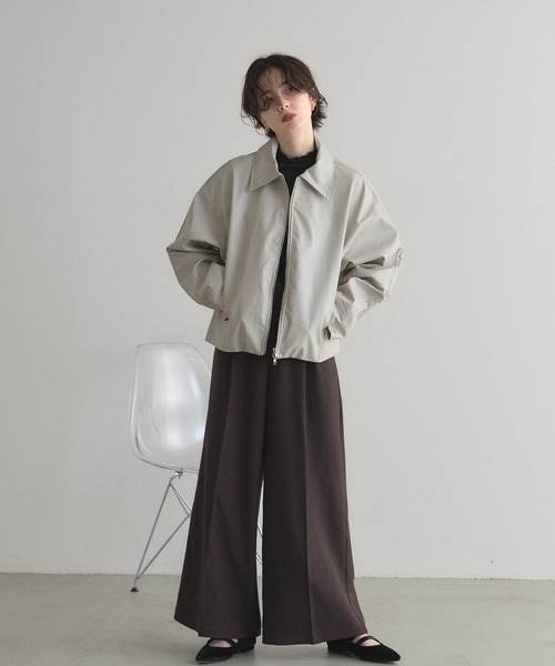 &. NOSTALGIA（アンドドットノスタルジア）の「フェイクレザー襟付きブルゾン（ブルゾン・レディース・アイボリー/ブラック・M）」の13枚目の写真