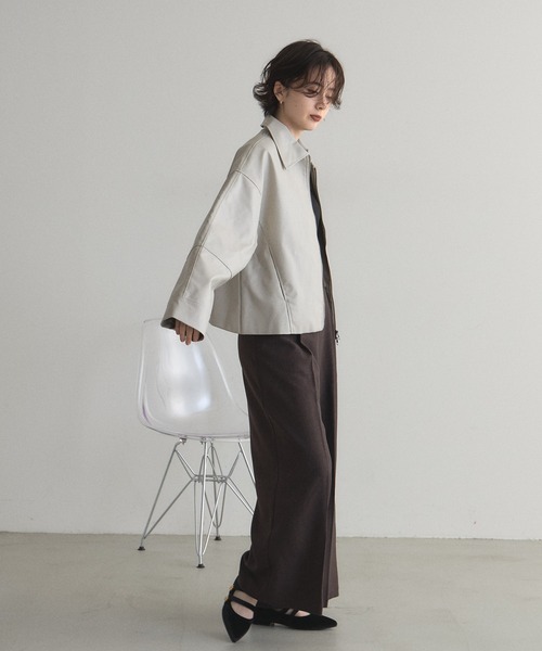 &. NOSTALGIA（アンドドットノスタルジア）の「フェイクレザー襟付きブルゾン（ブルゾン・レディース・アイボリー/ブラック・M）」の14枚目の写真