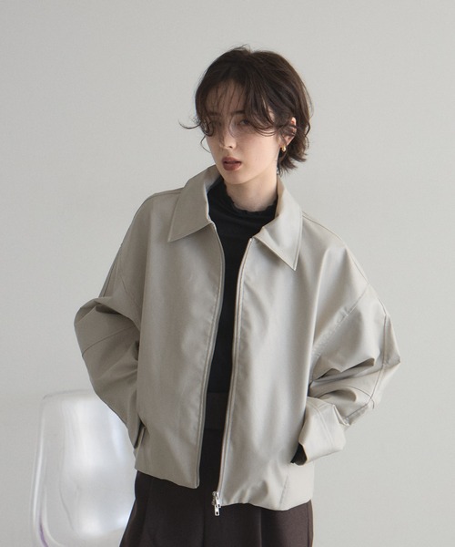 &. NOSTALGIA（アンドドットノスタルジア）の「フェイクレザー襟付きブルゾン（ブルゾン・レディース・アイボリー/ブラック・M）」の16枚目の写真