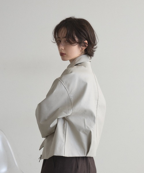 &. NOSTALGIA（アンドドットノスタルジア）の「フェイクレザー襟付きブルゾン（ブルゾン・レディース・アイボリー/ブラック・M）」の18枚目の写真