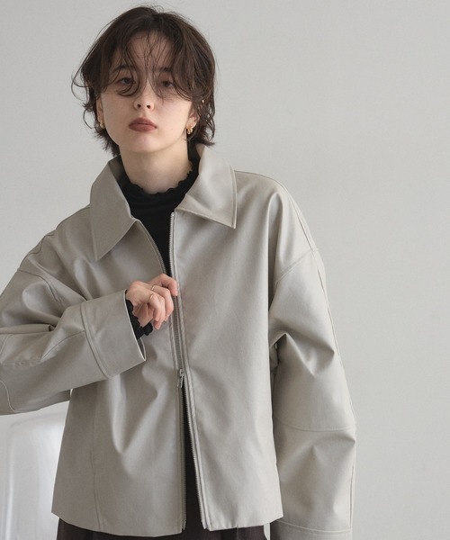 &. NOSTALGIA（アンドドットノスタルジア）の「フェイクレザー襟付きブルゾン（ブルゾン・レディース・アイボリー/ブラック・M）」の20枚目の写真