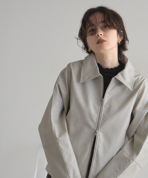 &. NOSTALGIA（アンドドットノスタルジア）の「フェイクレザー襟付きブルゾン（ブルゾン・レディース・アイボリー/ブラック・M）」の21枚目の写真