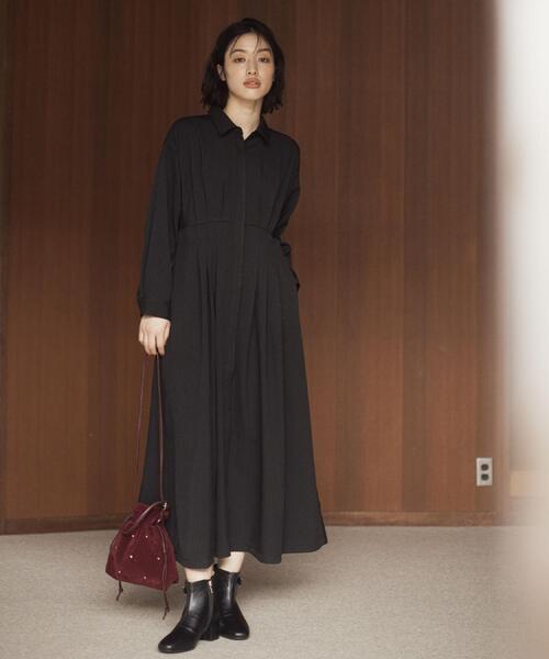 grove(グローブ)の「品よくまとう、大人のシャツワンピース(ワンピース・レディース・ブラック/ブラウン系その他/マスタード・02/03/04/01/05)」の2枚目の写真