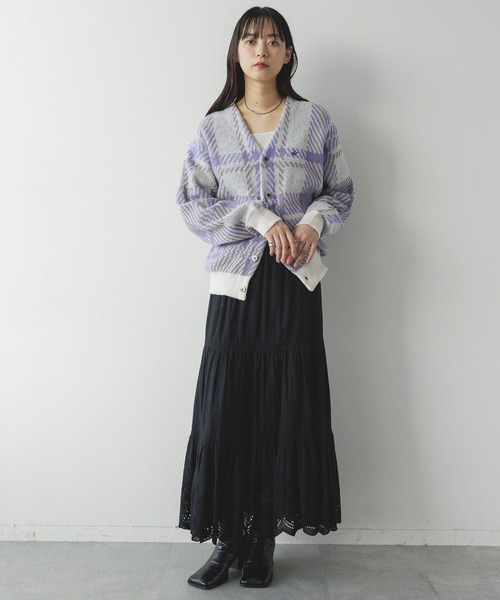 BEVERLY HILLS POLO CLUB（ビバリーヒルズポロクラブ）の「BEVERLY HILLS POLO CLUB/チェックニットカーディガン（ニット/セーター・レディース・ブルー/その他4/ブラック/グレー系その他・LARGE/MEDIUM/X-LARGE）」の5枚目の写真