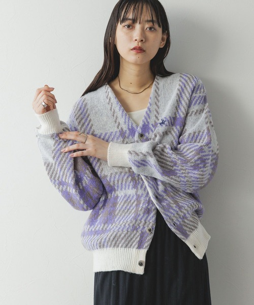 BEVERLY HILLS POLO CLUB/チェックニットカーディガン（ニット