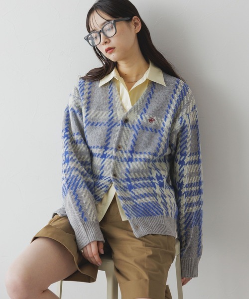 セール】BEVERLY HILLS POLO CLUB/チェックニットカーディガン（ニット