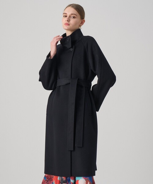 アナイ カシミヤ100 ロングコート アウター 36 ブラック スタンドカラー カシミヤ混スタンドカラーコート（その他アウター）｜ANAYI（アナイ