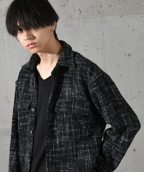 neos(ネオス)の「【neos】ルーズシルエット ショート丈 ツイード チェック シャツジャケット(ブルゾン・メンズ・ホワイト/ブラック・MEDIUM/LARGE)」の16枚目の写真