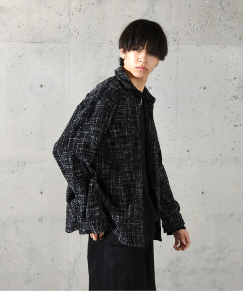 neos(ネオス)の「【neos】ルーズシルエット ショート丈 ツイード チェック シャツジャケット(ブルゾン・メンズ・ホワイト/ブラック・MEDIUM/LARGE)」の14枚目の写真