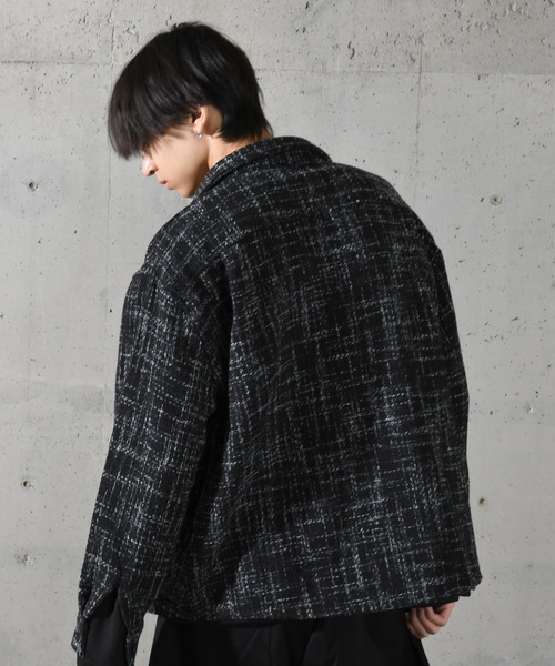 neos(ネオス)の「【neos】ルーズシルエット ショート丈 ツイード チェック シャツジャケット(ブルゾン・メンズ・ホワイト/ブラック・MEDIUM/LARGE)」の18枚目の写真