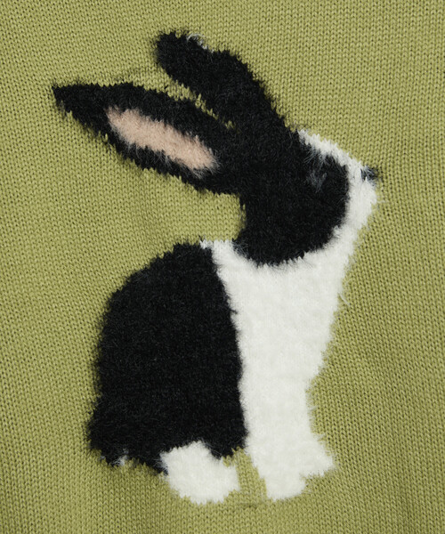 PUBLUX(パブリュクス)の「PUBLUX/パブリュクス シャギー刺繍 ラビット デザイン ニット 限定展開(ニット/セーター・レディース・チャコールグレー/ベージュ/グリーン・SMALL/MEDIUM/LARGE)」の11枚目の写真