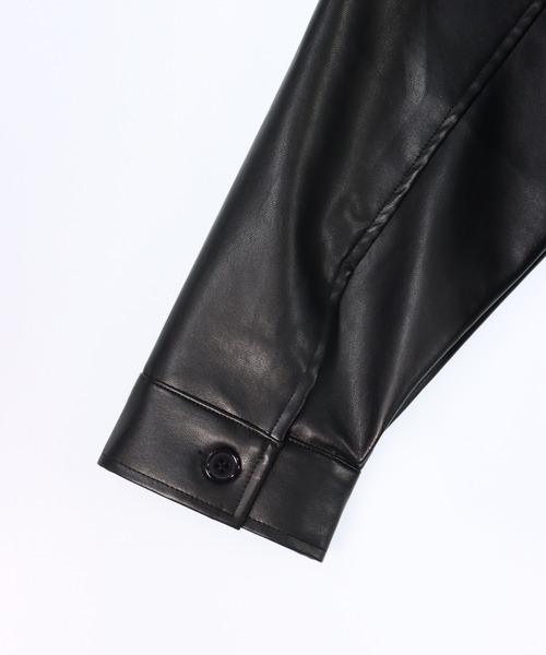 ANAP(アナップ)の「レザーライク 2ポケット オーバーサイズ シャツ ジャケット(ブルゾン・レディース・ブラック/ブラウン・FREE)」の16枚目の写真