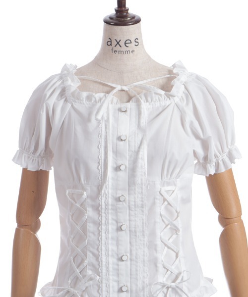 axes femme（アクシーズファム）の「アームカバーセット綿混ブラウス（シャツ/ブラウス・レディース・ホワイト/ブラック/ピンク・FREE）」の15枚目の写真