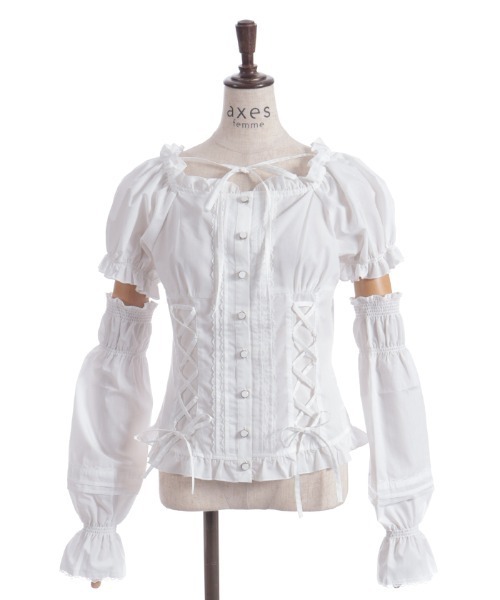 axes femme（アクシーズファム）の「アームカバーセット綿混ブラウス（シャツ/ブラウス・レディース・ホワイト/ブラック/ピンク・FREE）」の17枚目の写真