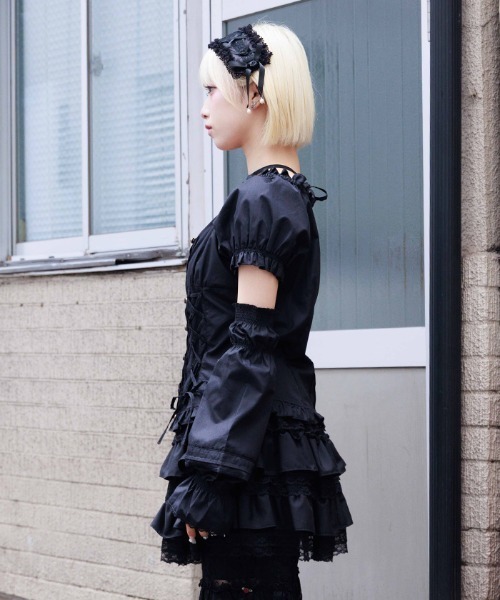 axes femme（アクシーズファム）の「アームカバーセット綿混ブラウス（シャツ/ブラウス・レディース・ホワイト/ブラック/ピンク・FREE）」の4枚目の写真