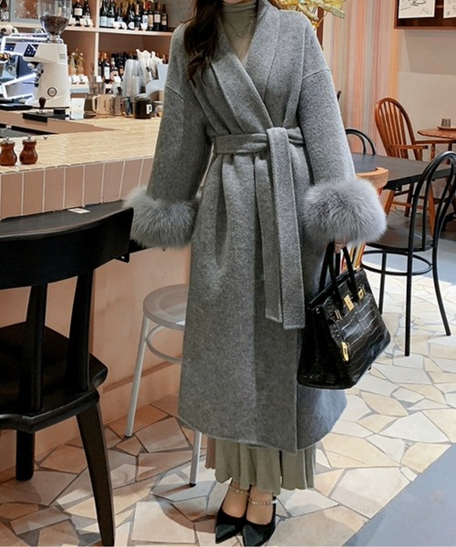 エコファー付きウエストベルトロングコート（その他アウター）｜CHUL