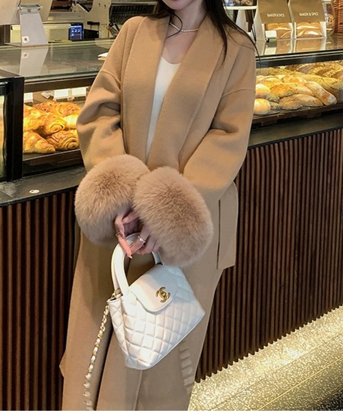 エコファー付きウエストベルトロングコート（その他アウター）｜CHUL