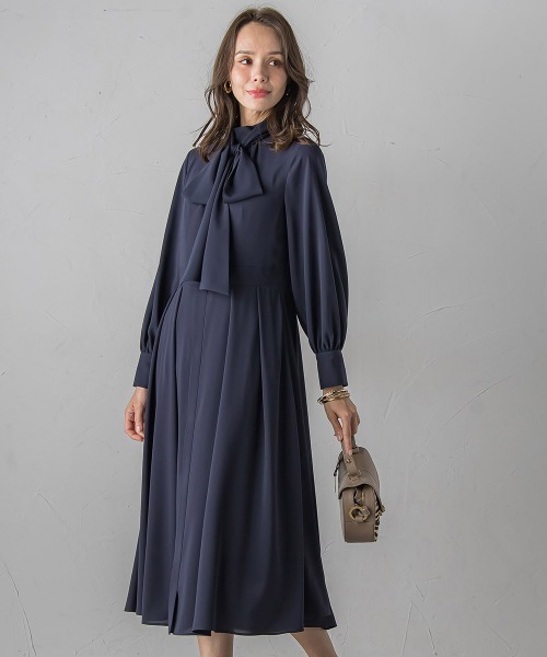 Viaggio Blu（ビアッジョブルー）の「ボウタイワンピース≪手洗い可能≫（ワンピース・レディース・ネイビー/ブルー系その他・S/M/L）」の5枚目の写真