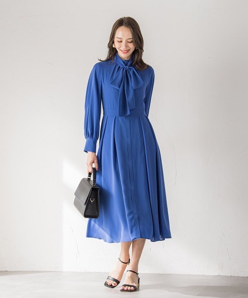 Viaggio Blu（ビアッジョブルー）の「ボウタイワンピース≪手洗い可能≫（ワンピース・レディース・ネイビー/ブルー系その他・S/M/L）」の14枚目の写真