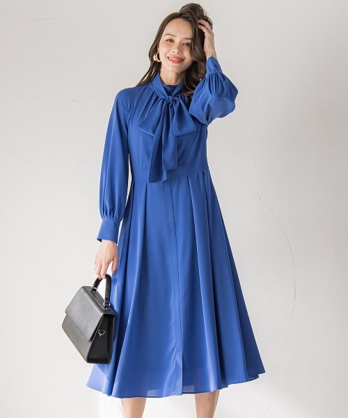 Viaggio Blu（ビアッジョブルー）の「ボウタイワンピース≪手洗い可能≫（ワンピース・レディース・ネイビー/ブルー系その他・S/M/L）」の17枚目の写真