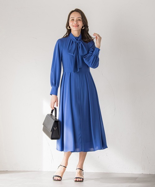 Viaggio Blu（ビアッジョブルー）の「ボウタイワンピース≪手洗い可能≫（ワンピース・レディース・ネイビー/ブルー系その他・S/M/L）」の18枚目の写真